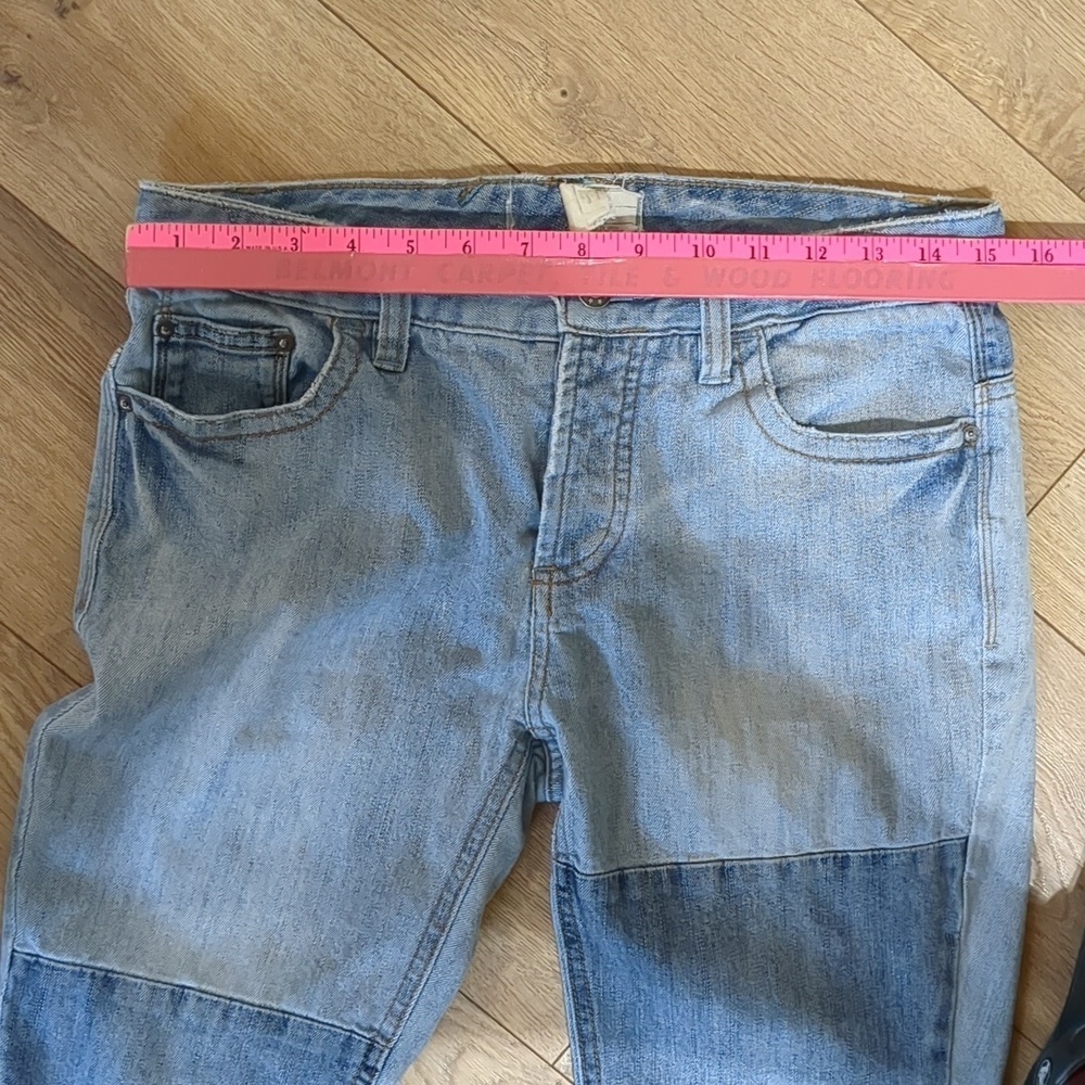 FREE PEOPLE Jax Patchwork Raw Hem 4-Button Fly Skinny Jeans Size 28 - Picture 5 of 9